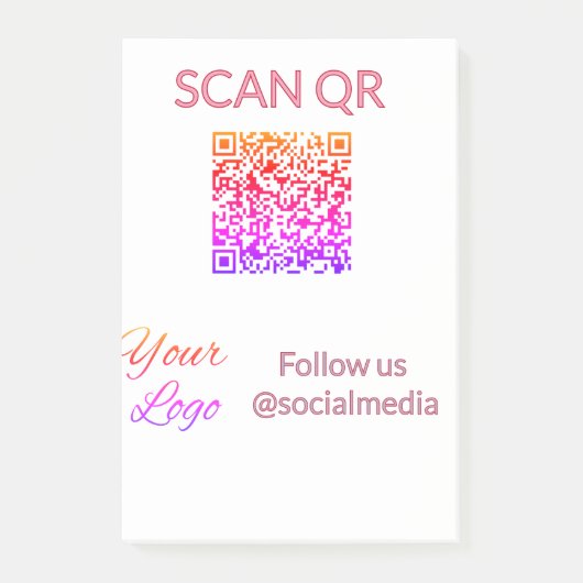 Scan om restaurantmenu hotel QR logo tekst weer te Post-it® Notes (Voorkant)