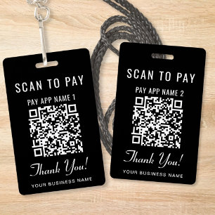 Scan om te betalen 2 Betaal QR Codes Zwart Badge
