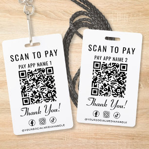 Scan om te betalen 2 Betalings QR-codes Sociale me Badge