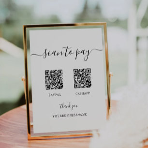 Scan om te betalen bord, Venmo, Cash App, PayPal Q Reclamebord Met Voetstuk