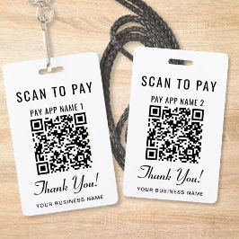 Scan om te betalen Dubbele betaal QR-code Draagbar Badge