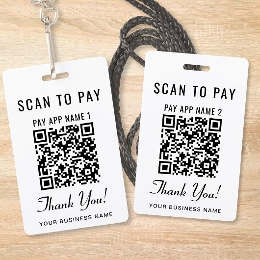 Scan om te betalen Dubbele betaal QR-code Draagbar Badge