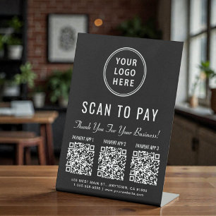 Scan om te betalen Multi App QR Code Tafelmodel Reclamebord Met Voetstuk