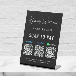 Scan om te betalen Paypal Venmo CashApp QR-code Za Reclamebord Met Voetstuk