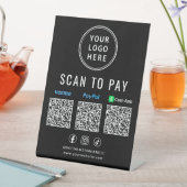 Scan om te betalen Paypal Venmo CashApp QR-codes L Reclamebord Met Voetstuk (Insitu)