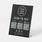 Scan om te betalen Paypal Venmo CashApp QR-codes L Reclamebord Met Voetstuk (Voorkant)