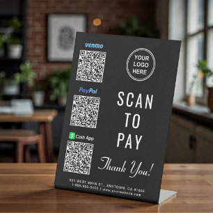 Scan om te betalen Paypal Venmo CashApp QR-codes L Reclamebord Met Voetstuk