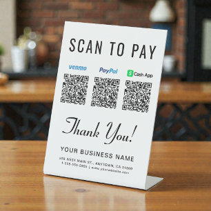 Scan om te betalen Paypal Venmo CashApp QR-codes Reclamebord Met Voetstuk