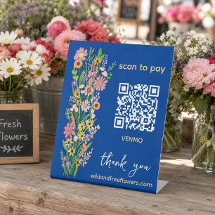 SCAN OM TE BETALEN QR Bloemist Handgeschilderde Bl Reclamebord Met Voetstuk