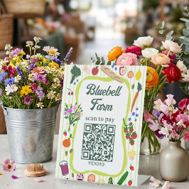 SCAN OM TE BETALEN QR Boerenmarkt Boerenkraam Aang Reclamebord Met Voetstuk