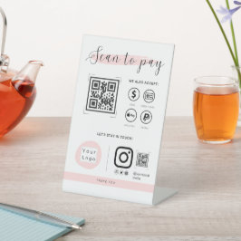 Scan om te betalen QR-code scannable betaling glam Reclamebord Met Voetstuk