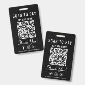 Scan om te betalen QR-code Sociale media Zwart Badge (Voor- en achterkant)