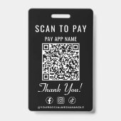 Scan om te betalen QR-code Sociale media Zwart Badge (Achterkant)
