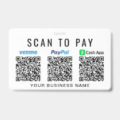 Scan om te betalen QR Code Venmo PayPal CashApp Za Badge (Achterkant)