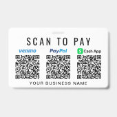 Scan om te betalen QR Code Venmo PayPal CashApp Za Badge (Voorzijde)