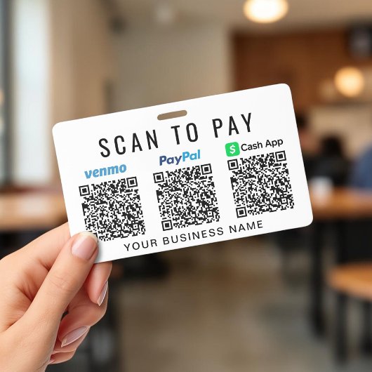 Scan om te betalen QR Code Venmo PayPal CashApp Za Badge
