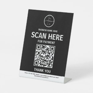 Scan om te betalen QR-code Zakelijke Tafel Sign Reclamebord Met Voetstuk