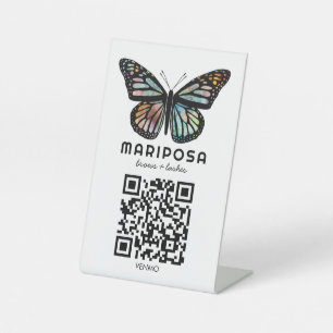 SCAN OM TE BETALEN QR Vlinder Estheetisch schoonhe Reclamebord Met Voetstuk