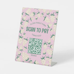 SCAN OM TE BETALEN QR Witte Aardbei Pineberry AANP Reclamebord Met Voetstuk