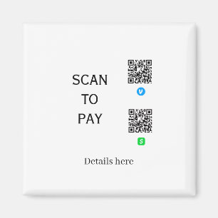 scan om te betalen venmo cashapp QR-code details h Magneet