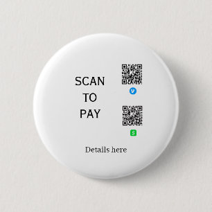 scan om te betalen venmo cashapp QR-code details h Ronde Button 5,7 Cm