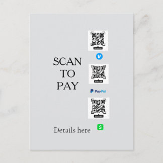 scan om te betalen venmo cashapp QR-code details p Briefkaart