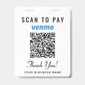 Scan om te betalen Venmo PayPal QR-code Zakelijke Badge (Voorzijde)