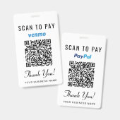Scan om te betalen Venmo PayPal QR-code Zakelijke Badge (Voor- en achterkant)