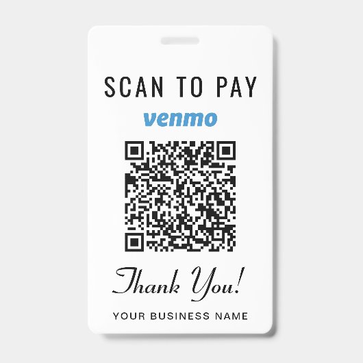 Scan om te betalen Venmo PayPal QR-code Zakelijke Badge (Voorzijde)