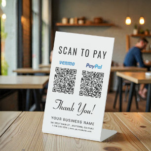 Scan om te betalen Venmo Paypal QR-codes Reclamebord Met Voetstuk