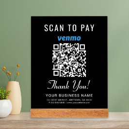 Scan om te betalen Venmo QR-code Zwart Acryl Bord
