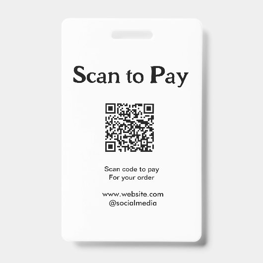 Scan om te betalen voor bestelling QR-code website Badge (Voorzijde)