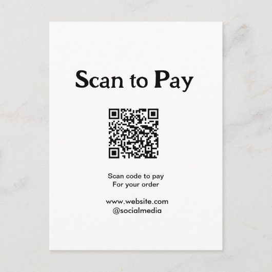 Scan om te betalen voor bestelling QR-code website Briefkaart (Voorkant)