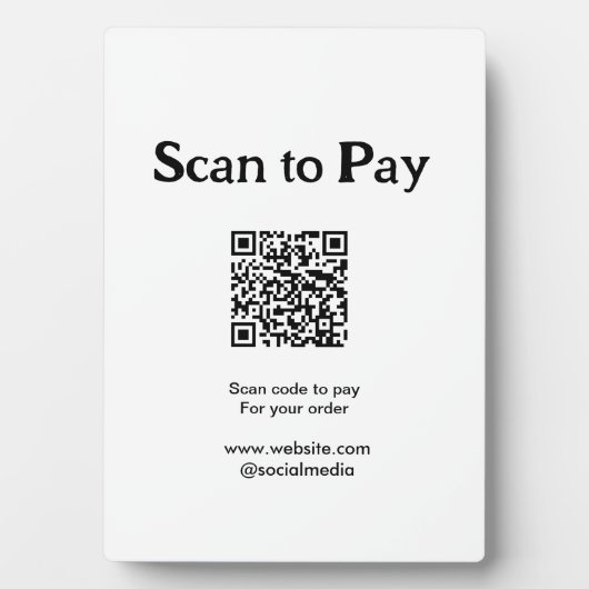 Scan om te betalen voor bestelling QR-code website Fotoplaat (voorkant)