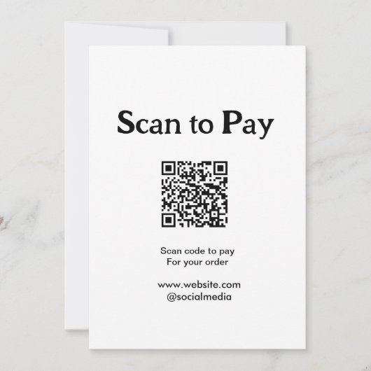 Scan om te betalen voor bestelling QR-code website Kaart (Voorkant)