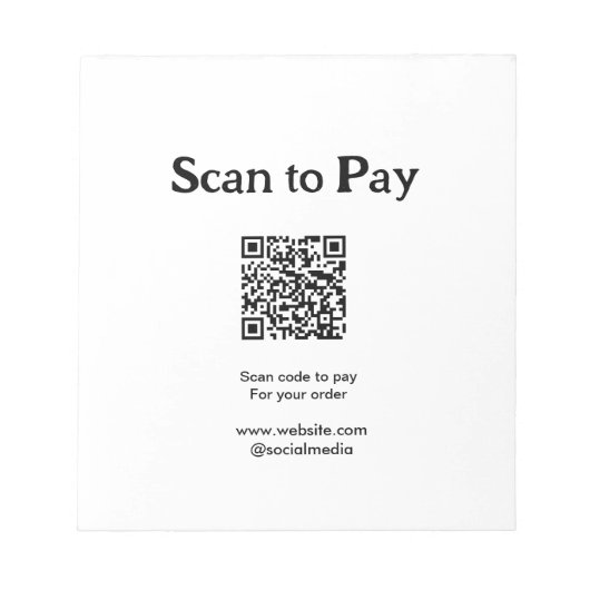 Scan om te betalen voor bestelling QR-code website Notitieblok (Voorkant)