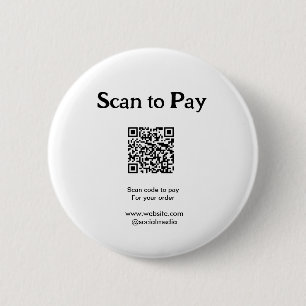 Scan om te betalen voor bestelling QR-code website Ronde Button 5,7 Cm