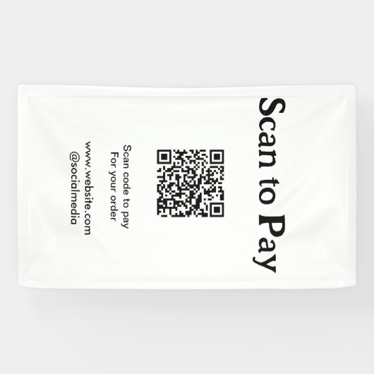 Scan om te betalen voor bestelling QR-code website Spandoek (Horizontaal)