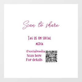 Scan om te delen tag ons op sociale media QR-code  Raamsticker