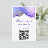 Scan om te reageren Paarse Huwelijks-RSVP Kaart (Staand voorkant)