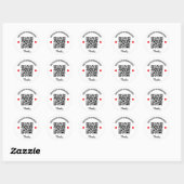 Scan om trouwwebsite te bezoeken Rode Hart QR-code Ronde Sticker (Vel)