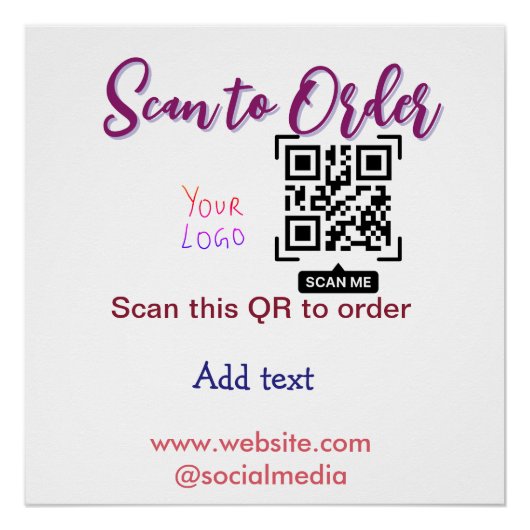 scan om uw logo website e-mail Qr-code roze te bes Perfect Poster (Voorkant)