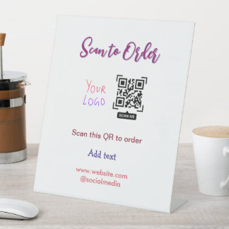 scan om uw logo website e-mail Qr-code roze te bes Reclamebord Met Voetstuk