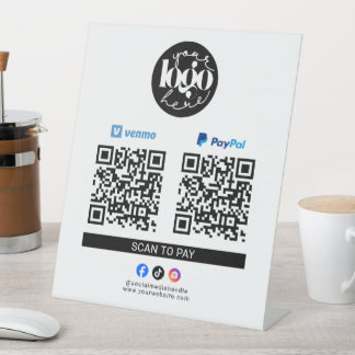 Scan om Venmo & PayPal Zakelijk Logo QR Code te be Reclamebord Met Voetstuk