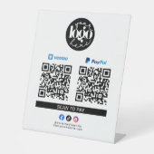 Scan om Venmo & PayPal Zakelijk Logo QR Code te be Reclamebord Met Voetstuk (Voorkant)