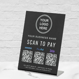 Scan om Venmo Paypal Zelle QR-codes Logo te betale Reclamebord Met Voetstuk