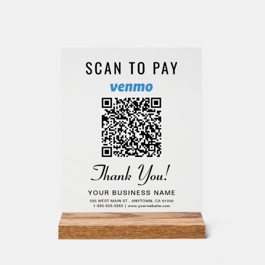 Scan om Venmo QR-code te betalen Acryl Bord (Voorkant)