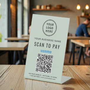 Scan om Venmo QR-code te betalen Saliegroen Reclamebord Met Voetstuk