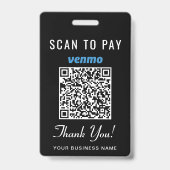 Scan om Venmo QR-code te betalen Zwart Badge (Voorzijde)