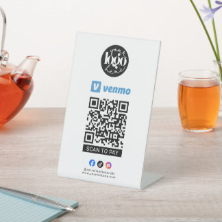 Scan om Venmo QR-code zakelijk logo te betalen Reclamebord Met Voetstuk